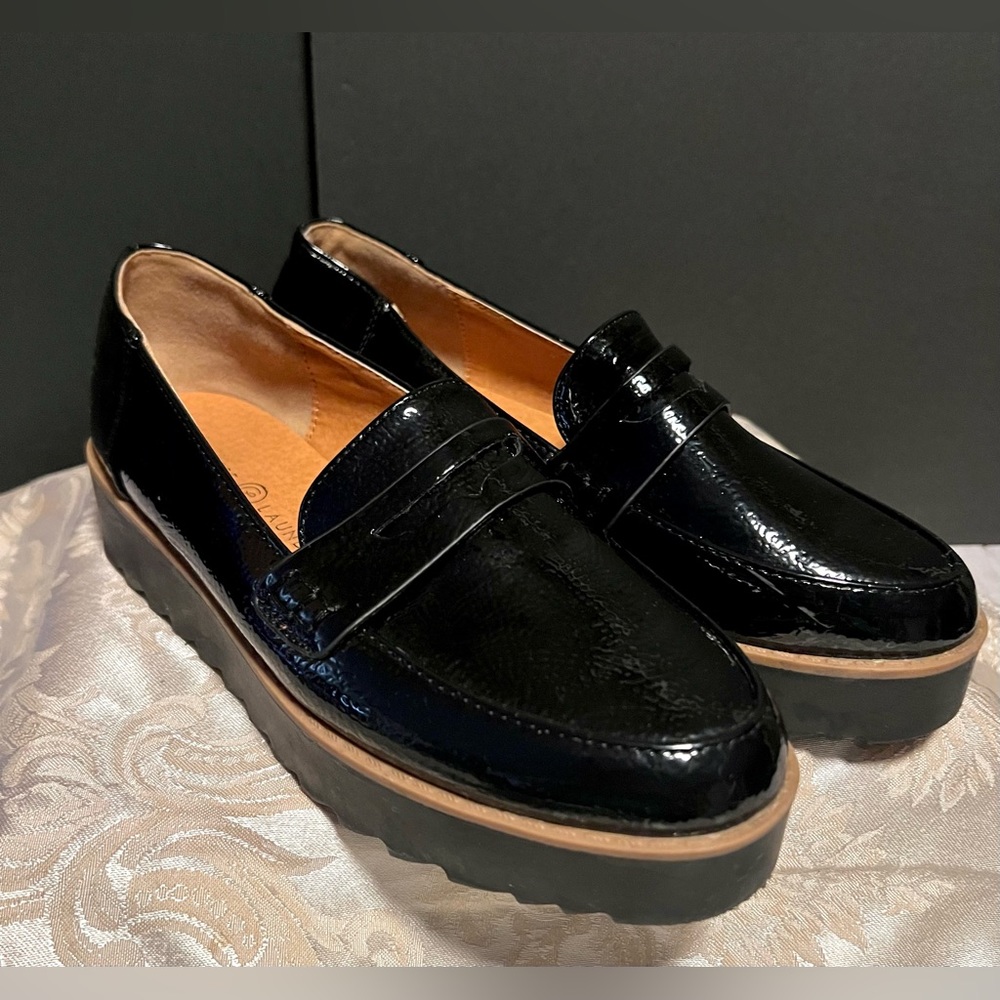 Chinese Laundry Black Patent Leather Platform Penny Loafer Shoes‎ 5.5 - Picture 4 of 9